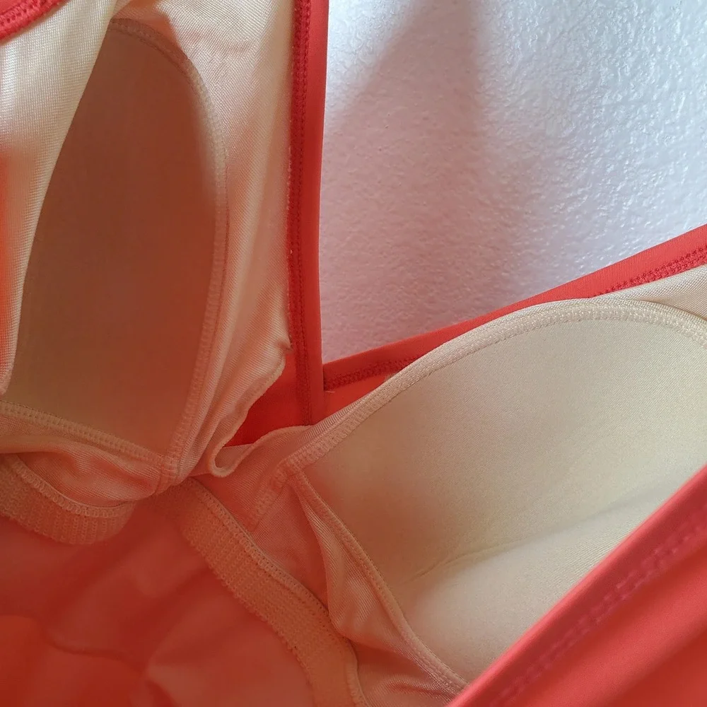 Miraclesuit Coral Orange‎ Wrap One Piece Swimsuit Women's Size 16 Ruched Sides